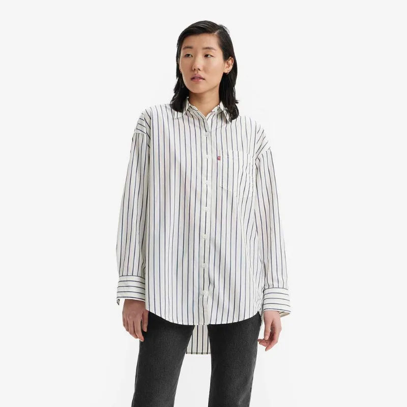Camisa Levi's® Nola Listrada Azul Manga Longa XS USA | PP BR