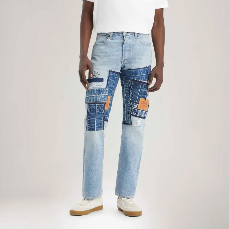 Calça Jeans Levi's® 501 Original Lavagem Clara com Retalhos - 42X34 USA | 52 BR