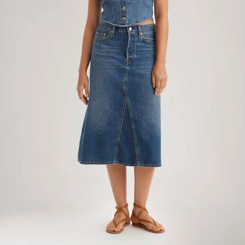 Saia Jeans Levi's® High Rise Aline Decon Lavagem Média Saia Jeans Levi's® A-Line Decon Lavagem Média - 24