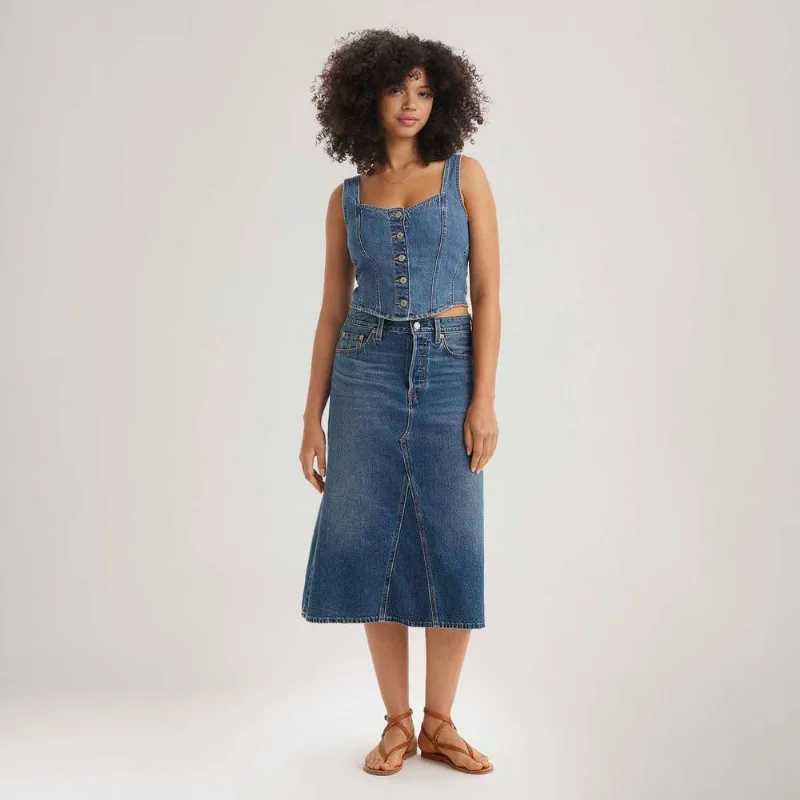 Saia Jeans Levi's® High Rise Aline Decon Lavagem Média - 32 USA | 43 BR
