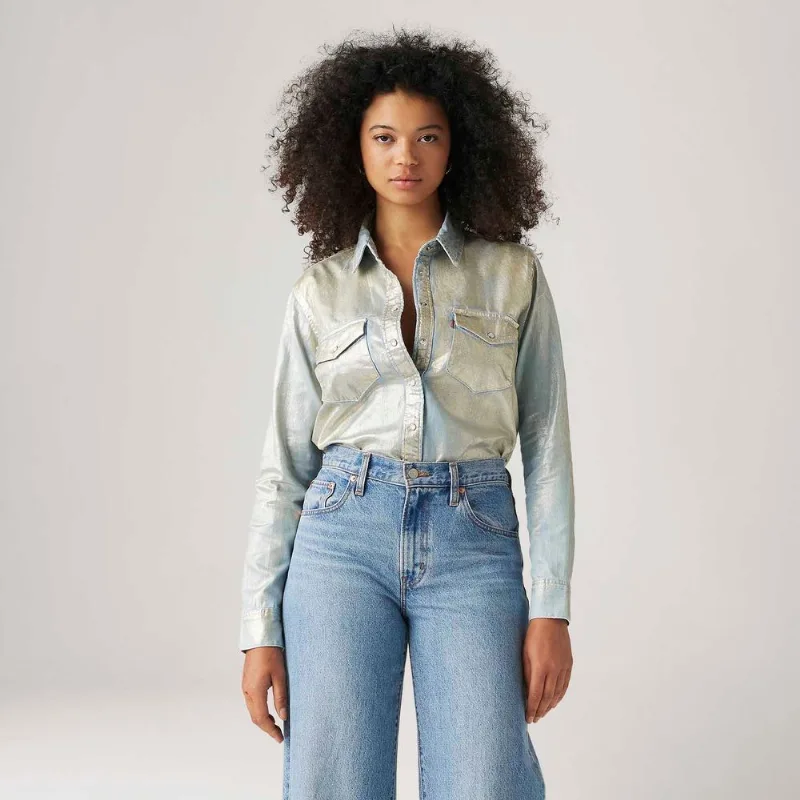 Camisa Levi's® Iconic Western Metalizada Manga Longa - S USA | P BR