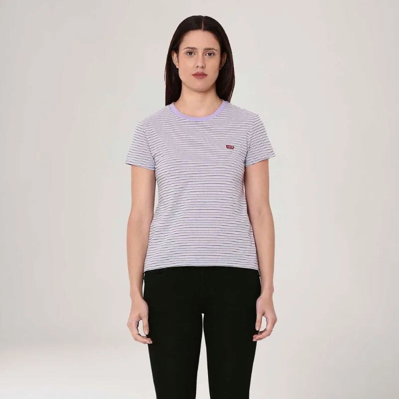 Camiseta Levi's® The Perfect Listrada Lilás Manga Curta - S USA | P BR
