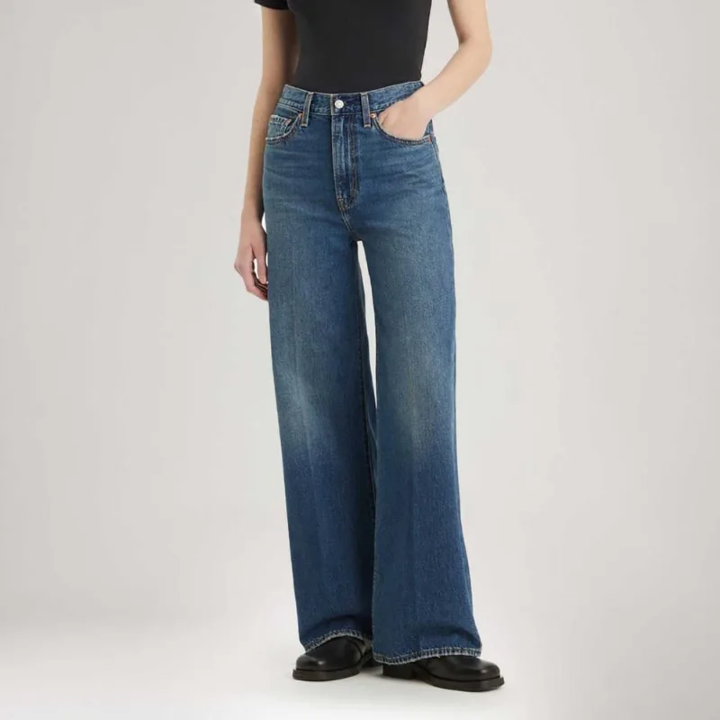 Calça Jeans Levi's® Ribcage Wide Leg Lavagem Escura - 27X32 USA | 38 BR