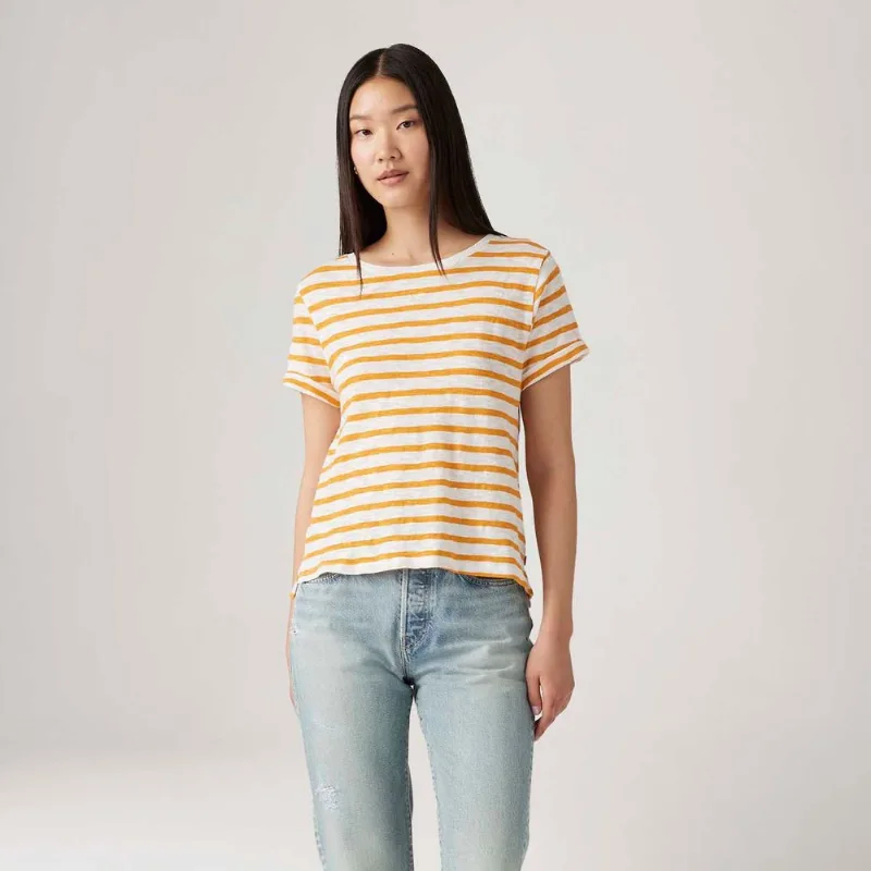 Camiseta Levi's® Margot Listrada Laranja Manga Curta - S USA | P BR