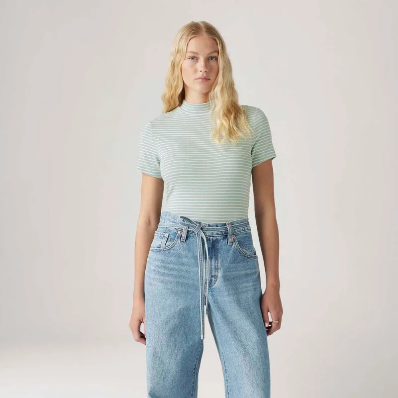 Blusa Levi's® Effortless Listrada Azul Claro Manga Curta - S USA | P BR