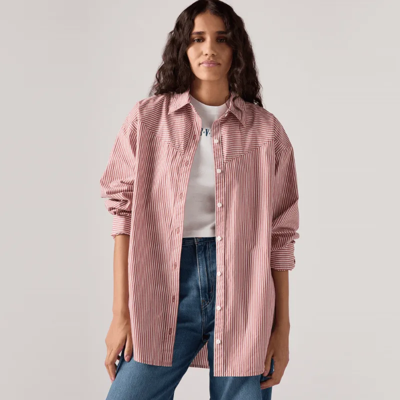 Camisa Levi's® Pieced Lola Listraada Vermelha Manga Longa - XXL USA | EGG BR