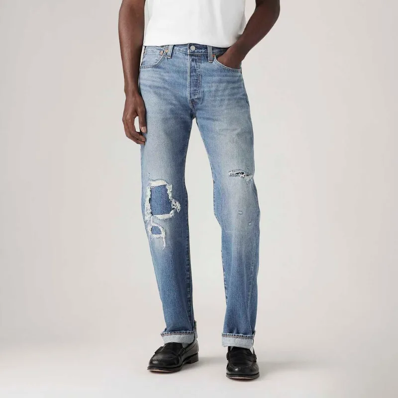 Calça Jeans Levi's® 501 Original Lavagem Média com Rasgos