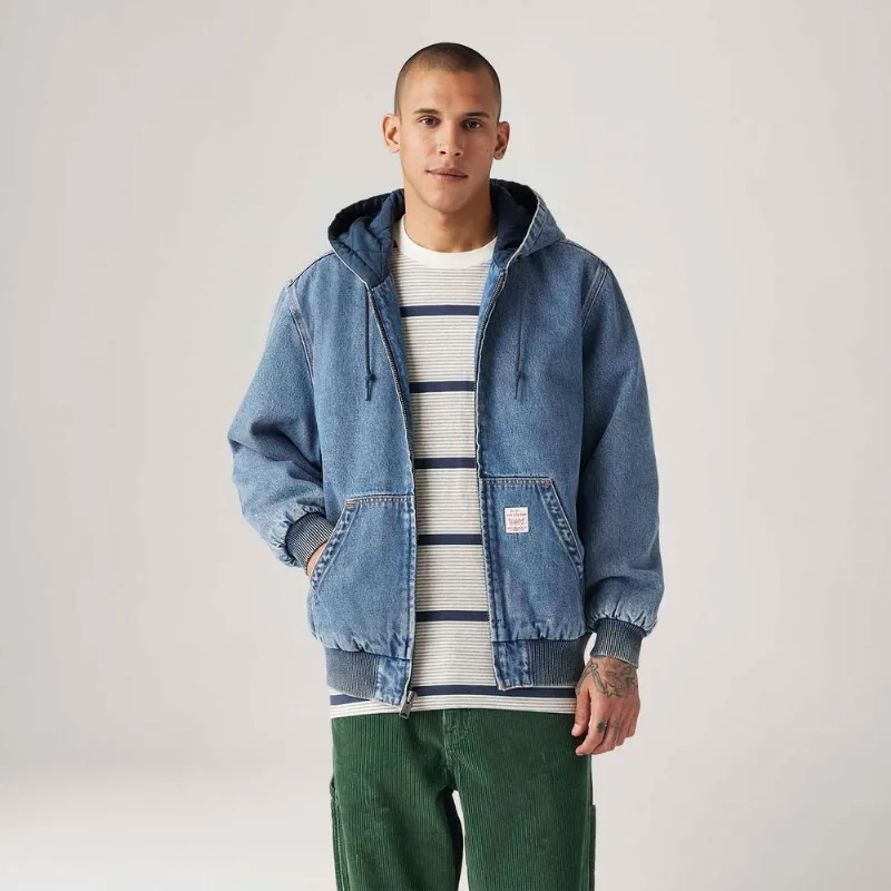 Jaqueta Jeans Levi's® Potrero Hoody com Capuz Lavagem Média - XL USA | GG BR