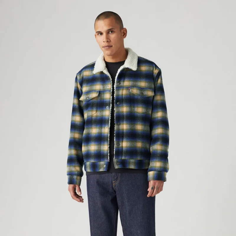 Jaqueta Jeans Levi's® Trucker Sherpa Plaid Type III - XS USA | PP BR