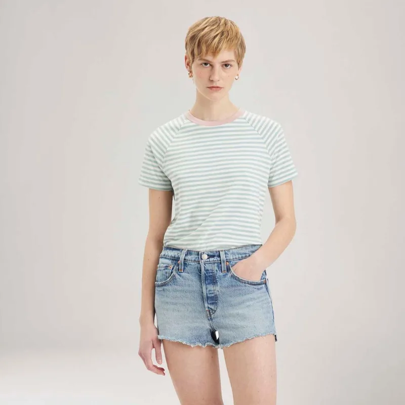 Camiseta Levi's® Game Day Listrada Verde Claro Manga Curta - M USA | M BR