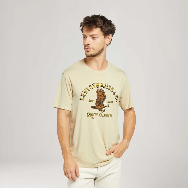 Camiseta Levi's® Graphic Crewneck Bege Manga Curta - M USA | M BR