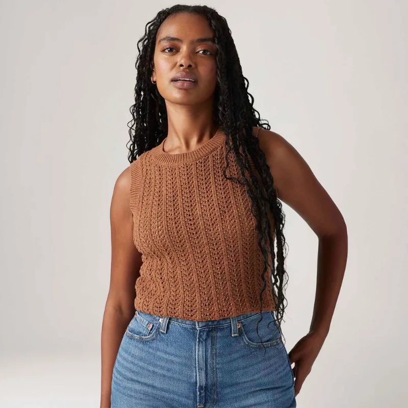 Colete Levi's® Sunrise Crochet Tank Marrom Regata - L USA | G BR