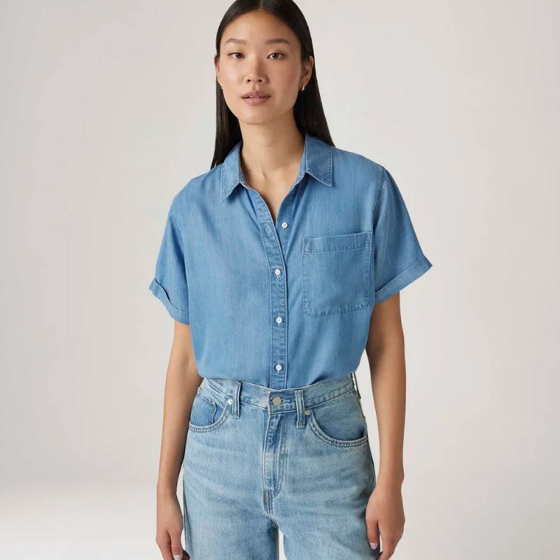 Camisa Levi's® Darlene Lavagem Média Manga Curta - XS USA | PP BR