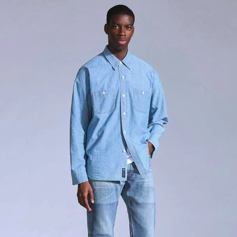 Camisa Levi's® Blue Tab LS Work Lavagem Clara - XS USA | PP BR
