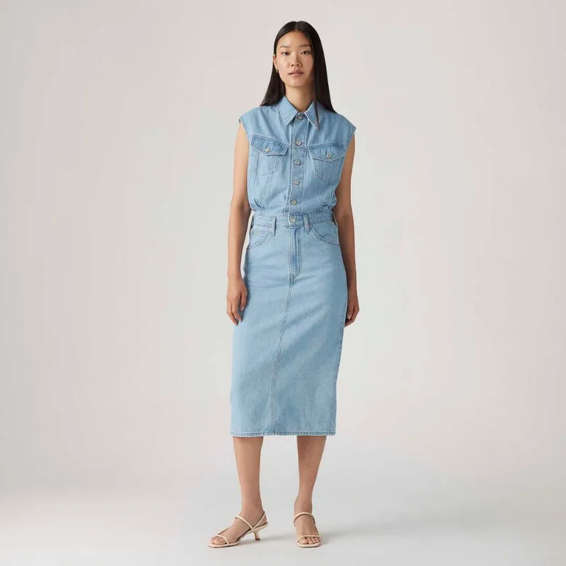Vestido Jeans Levi's® Boiler Manga Longa 001WF0002 Vestido Jeans Levi's® Iconic Midi Sem Mangas - XL USA | GG BR