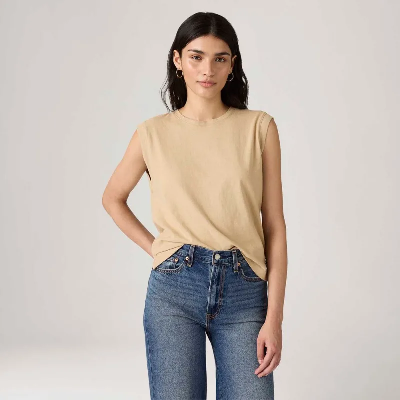 Blusa Levi's® Boxy Tank Cinza Bege Manga Curta - XL USA | GG BR