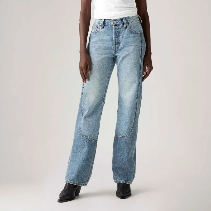 Calça Jeans Levi's® 501® 90's Western Chaps Lavagem Clara - 27X32 USA | 38 BR