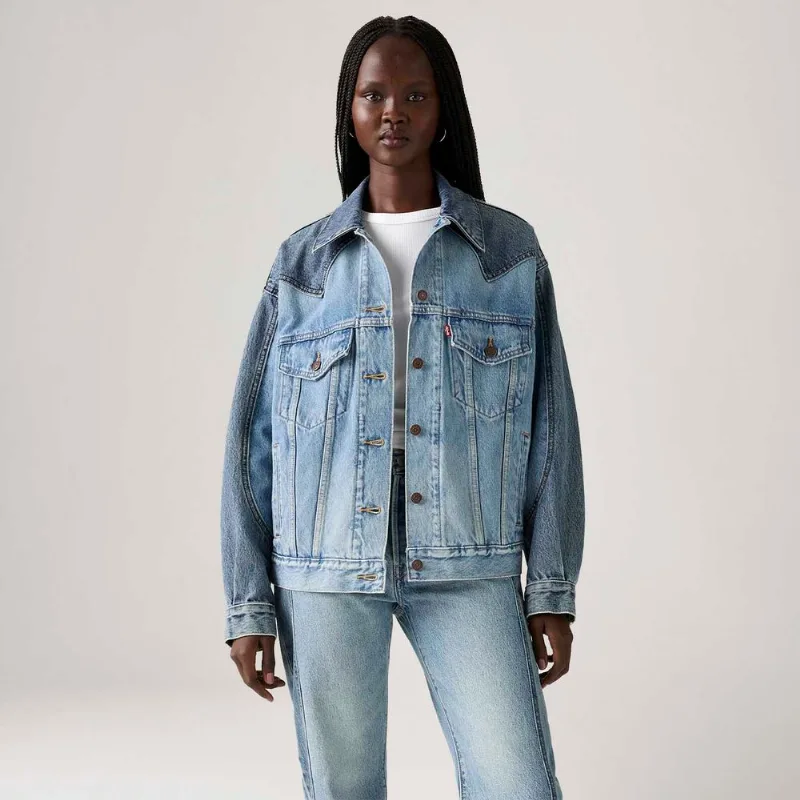 Jaqueta Jeans Levi's® 90's Western Pieced Trucker Lavagem Média - S USA | P BR