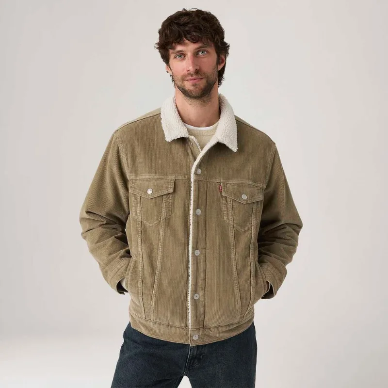 Jaqueta Jeans Levi's® Trucker Relaxed Sherpa Marrom - M USA | M BR