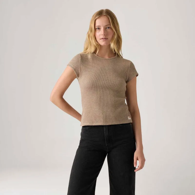 Camiseta Levi's® Dry Goods Waffle Marrom Manga Curta - XS USA | PP BR