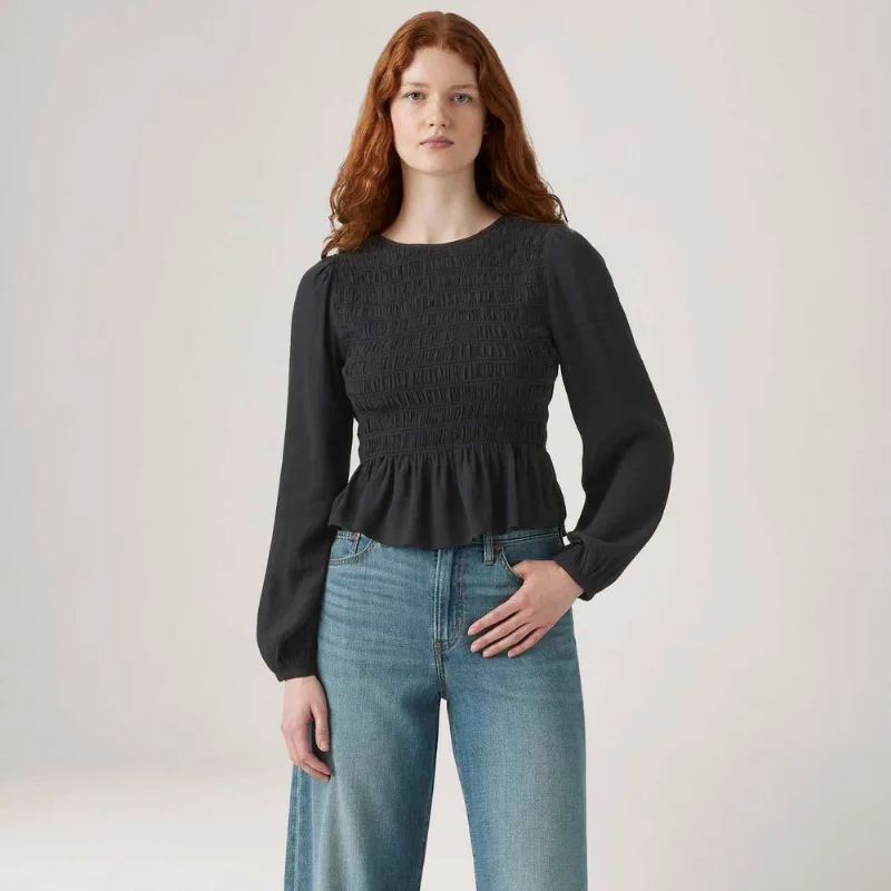 Blusa Levi's® Fleur Smocked Preta Manga Longa - XXL USA | EGG BR