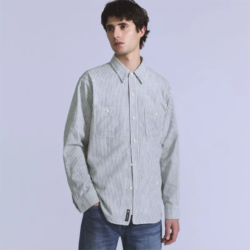 Camisa Levi's® Blue Tab Work Manga Longa Listrada - XS USA | PP BR