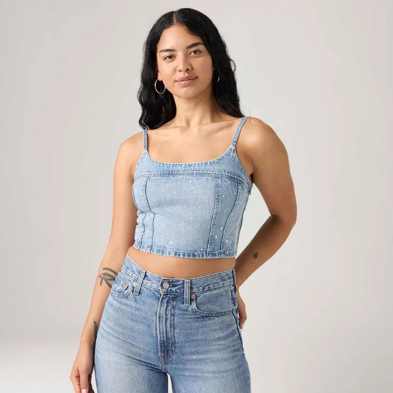 Blusa Jeans Levi's® Jadine Cami Tank Lavagem Clara - L USA | G BR
