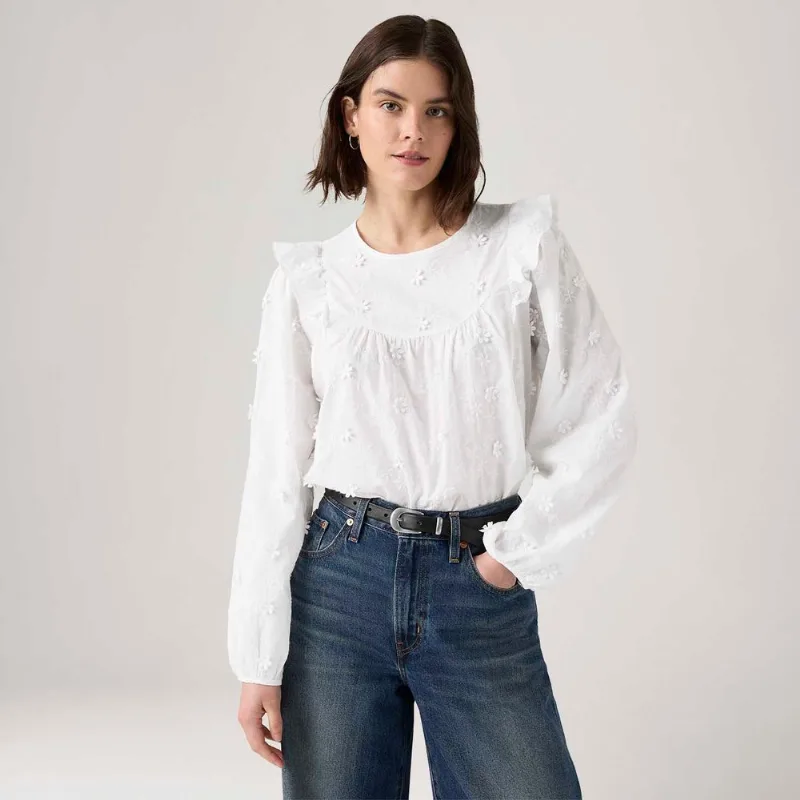 Blusa Levi's® Mallory Off White Manga Longa - M USA | M BR