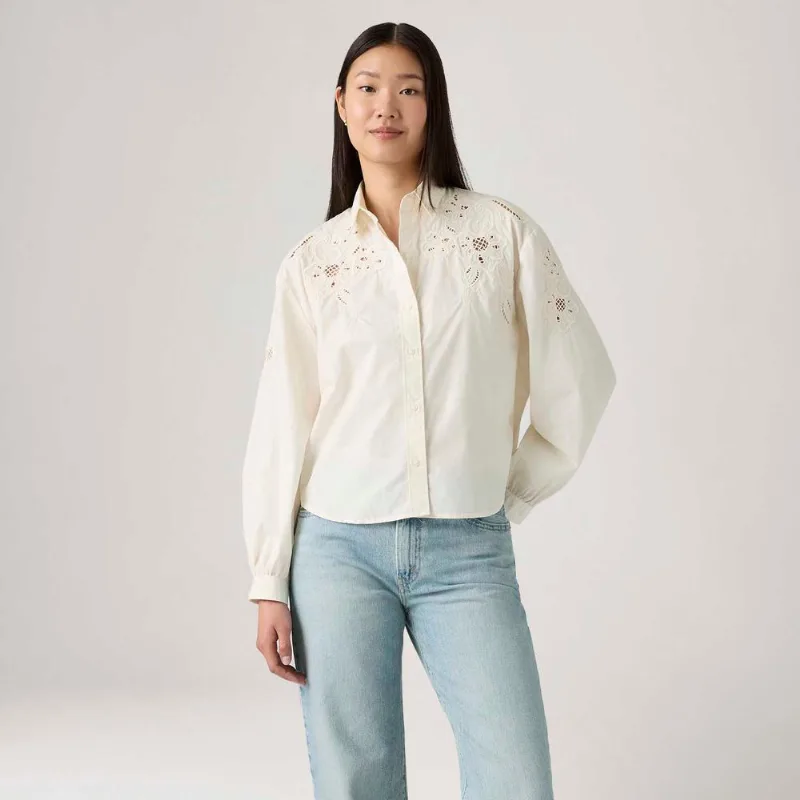 Blusa Levi's® Janie Holiday Manga Longa Off White - L USA | G BR
