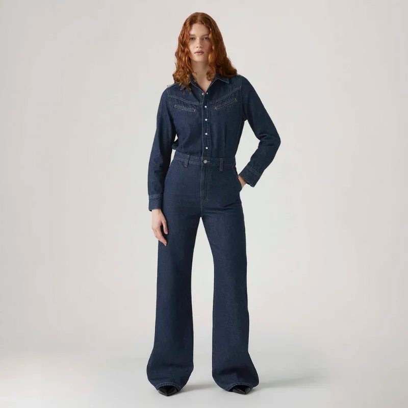 Macacão Jeans Levi's® Rinoa Wide Leg Lavagem Escura - XL USA | GG BR