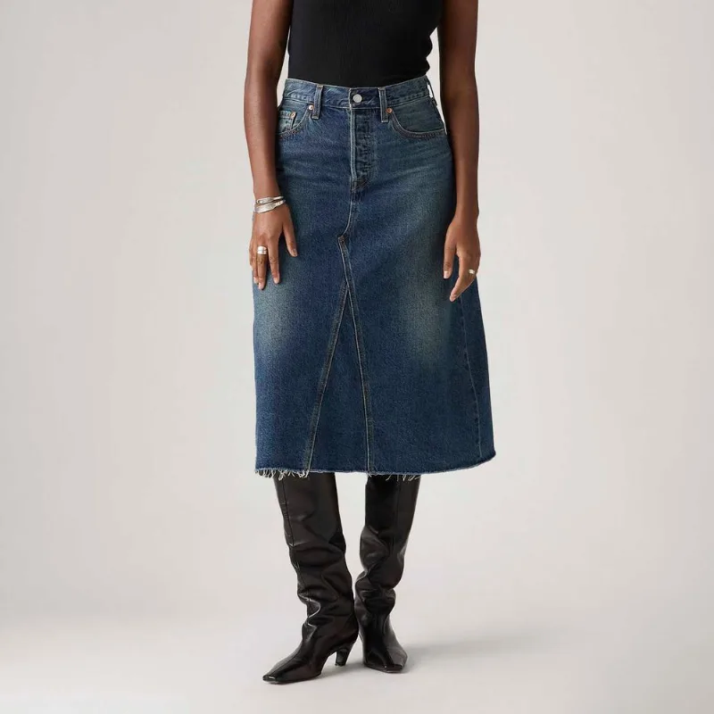 Saia Jeans Levi's® A-line Decon Midi Lavagem Escura - 30 USA | 41 BR