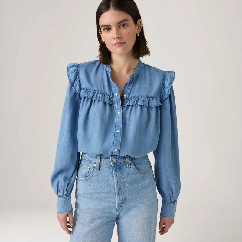 Blusa Levi's® Gianna Manga Longa Lavagem Média - XXL USA | EGG BR