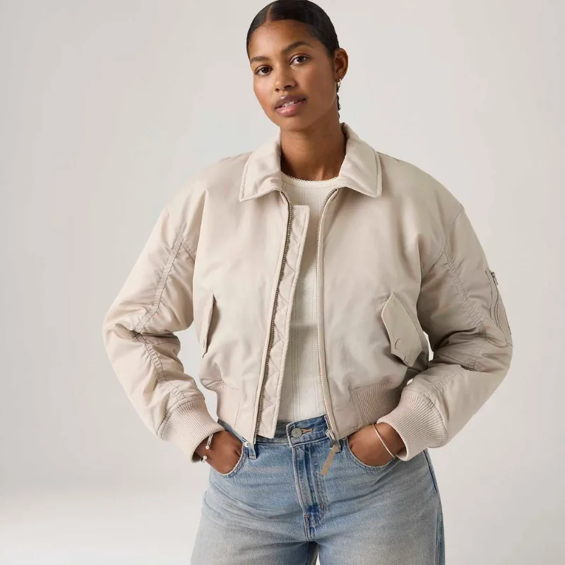 Casaco Levi's® Bowie Crop Bomber Off White - S USA | P BR