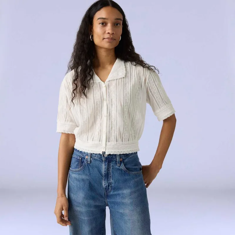 Camisa Levi's® Blue Tab Bandit Off White Manga Curta - M USA | M BR