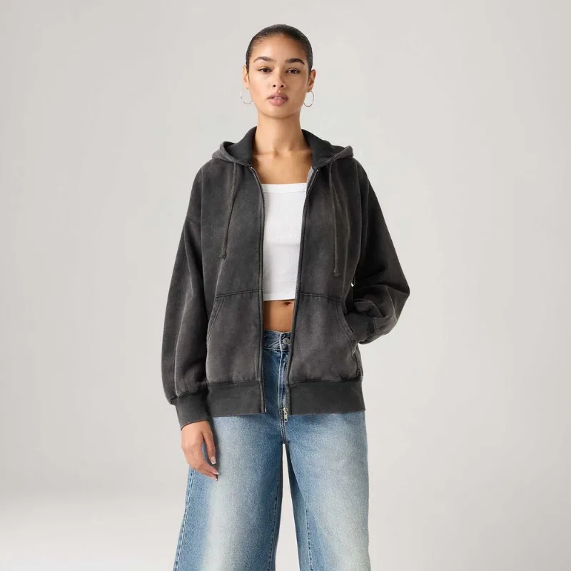 Moletom Levi's® Oversized com Zíper e Capuz Preto - S USA | P BR