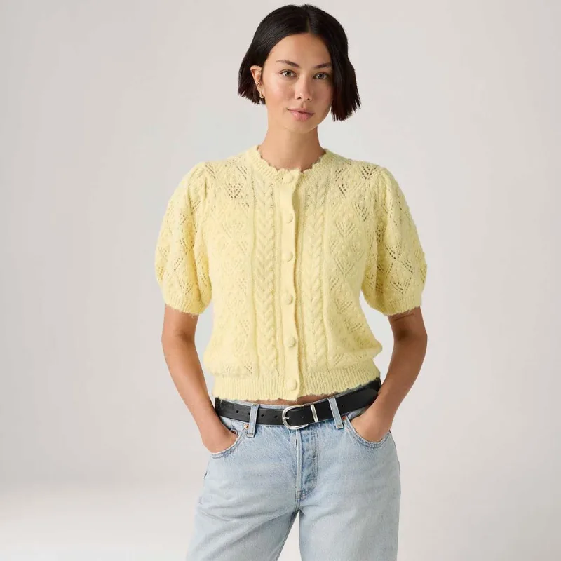 Cardigã Levi's® Pauline Tricot Amarelo Manga Curta - S USA | P BR