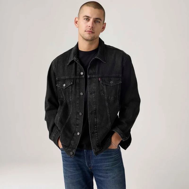 Jaqueta Jeans Levi's® Relaxed Trucker Preta - M USA | M BR