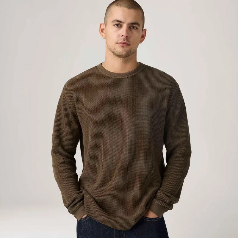 Camiseta Levi's® Relaxed Thermal Manga Longa Marrom - M USA | M BR