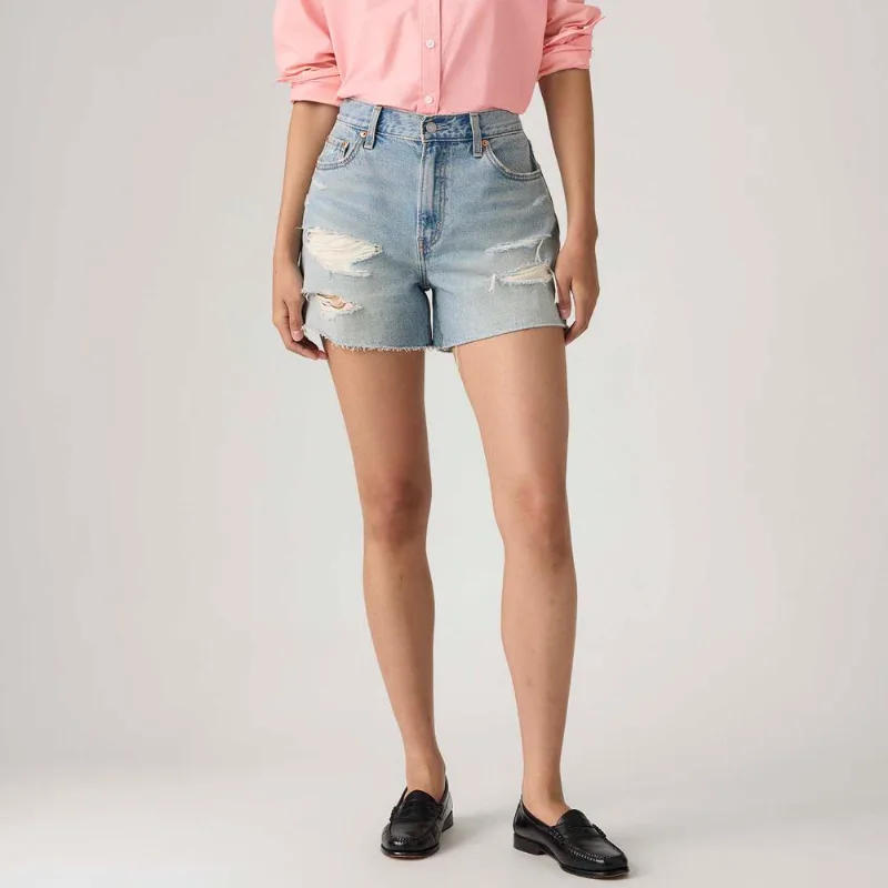 Shorts Jeans Levi's® Ribcage Lavagem Clara - 33 USA | 44 BR