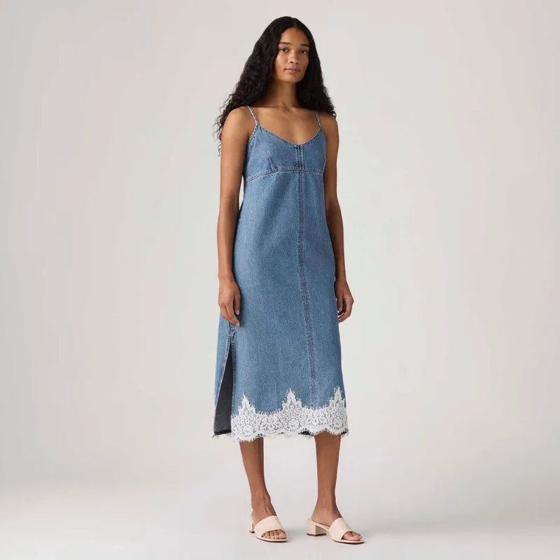 Vestido Jeans Levi's® Slip Dress 90's Lavagem Média - M USA | M BR