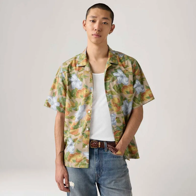 Camisa Levi's® Sunset Standard Bege Manga Curta - M USA | M BR