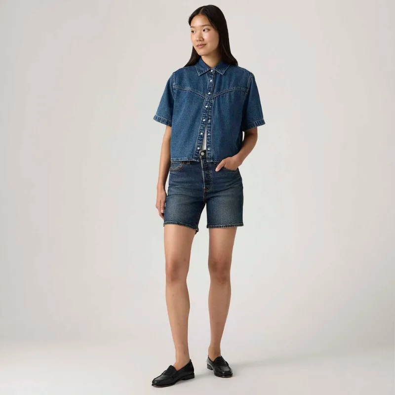 Shorts Jeans Levi's® 501® Mid Thigh Lavagem Escura - 32 USA | 43 BR