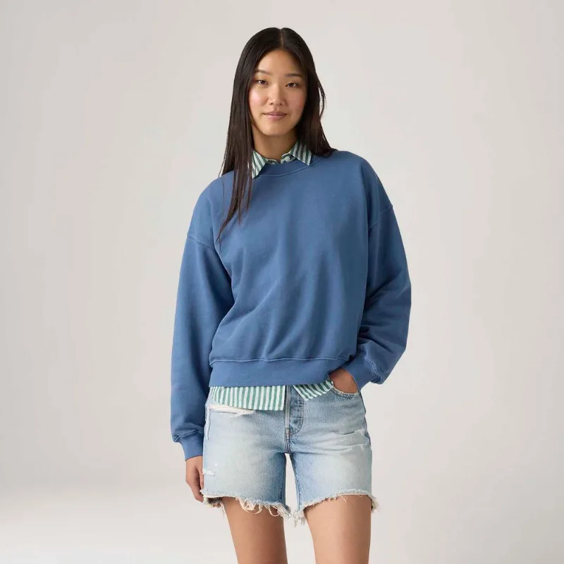 Moletom Levi's® Boxy Crewneck French Terry Azul - XS USA | PP BR
