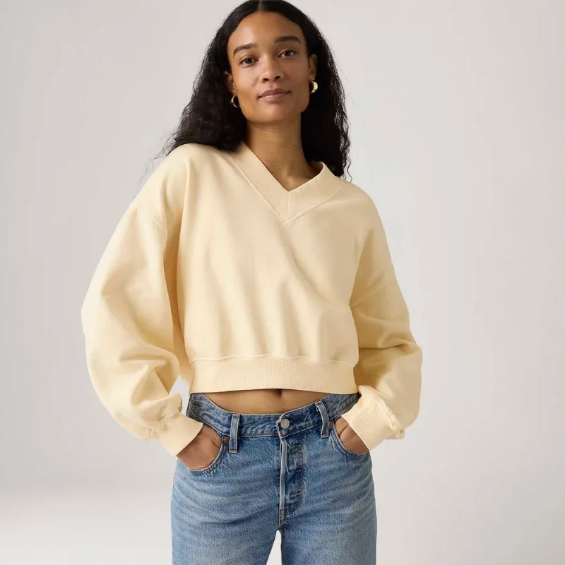 Suéter Levi's® V-Neck Fleece Amarela - L USA | G BR