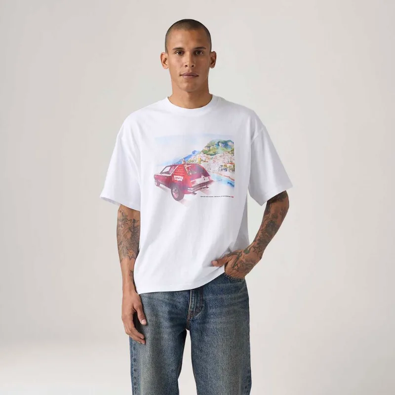 Camiseta Levi's® Graphic Boxy Manga Curta Branca - XS USA | PP BR