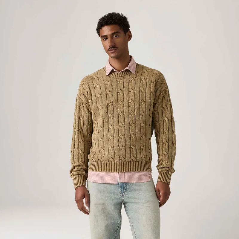 Suéter Levi's® Carmel Cable Crew Marrom - XL USA | GG BR