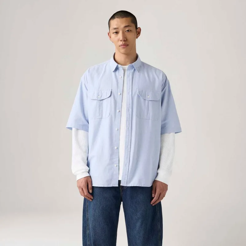 Camisa Levi's® Pacifica Loose Azul Manga Curta - XXL USA | EGG BR