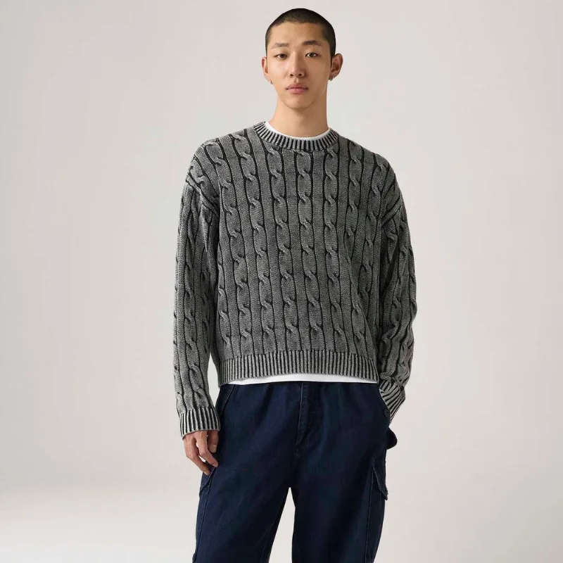 Suéter Levi's® Carmel Cable Crew Cinza - XXL USA | EGG BR