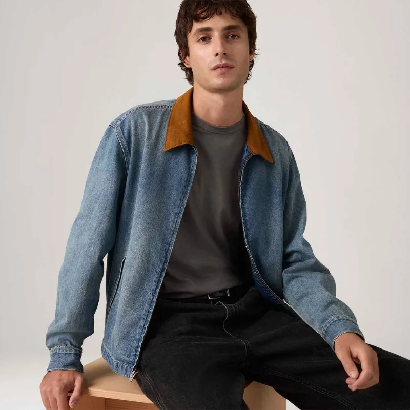 Casaco Jeans Levi's® Castro com Zíper Lavagem Média - M USA | M BR