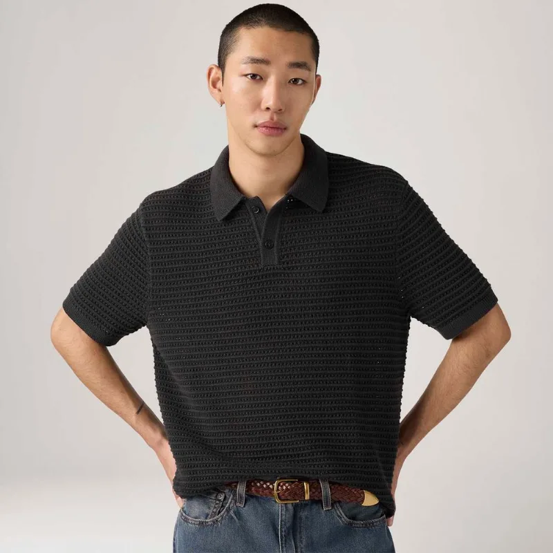 Polo Levi's® Laguna Sweater Manga Curta Preta - M USA | M BR